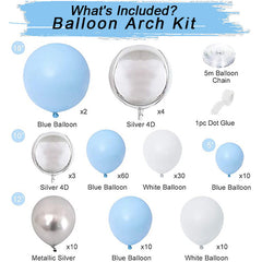 Lofaris Sky Blue 139 Pack Balloon Arch Kit | Party Decorations - White | Silver