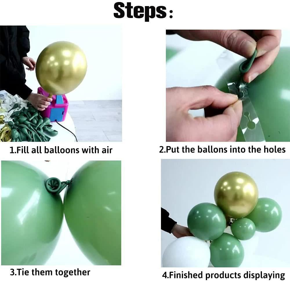 Lofaris 102 Pack Green Balloon Garland Kit | Arch Party Decorations - White | Gold