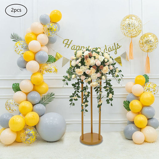 Lofaris 2 Pcs Gold Column Floral Display Wedding Arch Stand