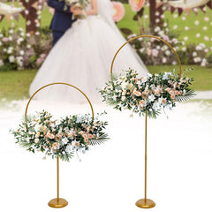 Lofaris 2 Pcs Gold Wreath Metal Arch For Wedding Paty Decor