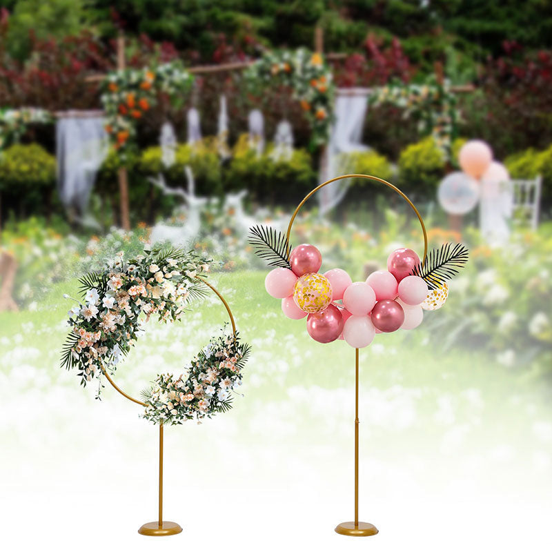 Lofaris 2 Pcs Gold Wreath Metal Arch For Wedding Paty Decor