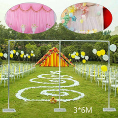 Lofaris 20X10FT Long Silver Square Frame Metal Wedding Stand