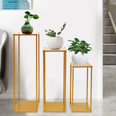 Lofaris 3 Pcs Gold Metal Cuboid Floor Shelf For Wedding Decor