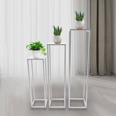 Lofaris 3 Pcs White Slim Cuboid Metal Stand Wedding Decor