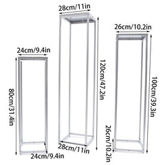 Lofaris 3 Pcs White Slim Cuboid Metal Stand Wedding Decor