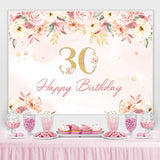 Load image into Gallery viewer, Lofaris 30th Happy Birthday Floral Pink Backdrop for Party