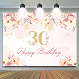 Load image into Gallery viewer, Lofaris 30th Happy Birthday Floral Pink Backdrop for Party