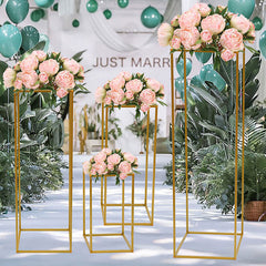 Lofaris 4 Pcs Gold Metal Flower Vase Holders Wedding Backdrop