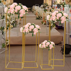 Lofaris 4 Pcs Gold Metal Flower Vase Holders Wedding Backdrop