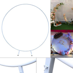 Lofaris 4Ft White Circle Floral Metal Arch For Wedding Party