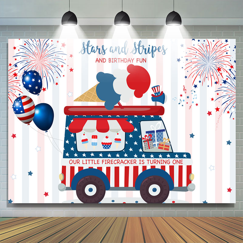 Lofaris 4Th of July Independence Day 1st Birthday Backdrop