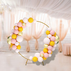 Lofaris 5FT Gold Circle Metal Frame Backdrop Stand Wedding Arch