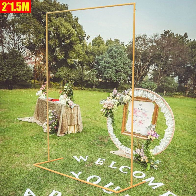 Lofaris 5X6.6FT Wedding Gold Square Frame Metal Flower Stand