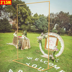 Lofaris 5X6.6FT Wedding Gold Square Frame Metal Flower Stand