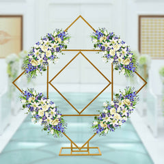 Lofaris 6.5Ft Gold Metal Rhombus Floral Display Wedding Stand