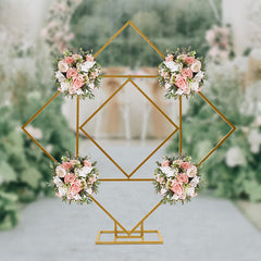 Lofaris 6.5Ft Gold Metal Rhombus Floral Display Wedding Stand