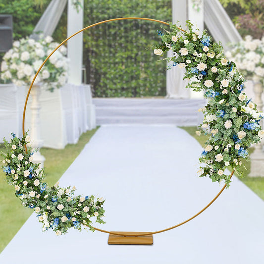 Lofaris 6.5Ft Golden Flower Display Circle Wedding Arch Decor