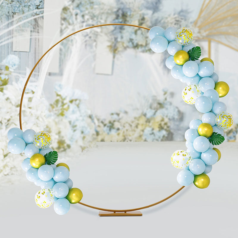 Lofaris 6.5Ft Golden Flower Display Circle Wedding Arch Decor