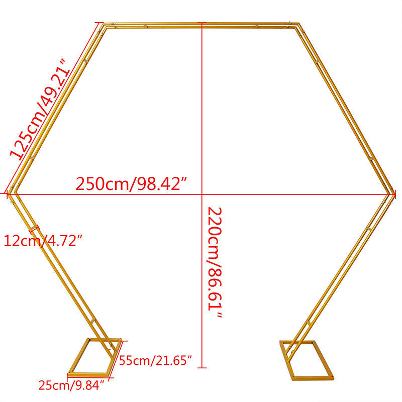 Lofaris 7.2Ft Large Golden Metal Hexagon Wedding Arch Decor