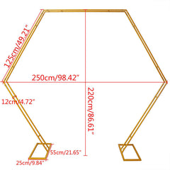Lofaris 7.2Ft Large Golden Metal Hexagon Wedding Arch Decor