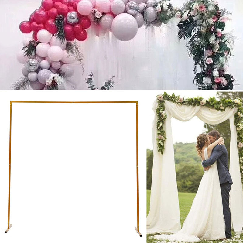 Lofaris 8.2X8.2FT Gold Metal Square Backdrop Stand Wedding Arch