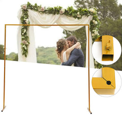 Lofaris 8.2X8.2FT Gold Metal Square Backdrop Stand Wedding Arch