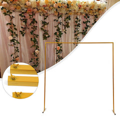 Lofaris 8.2X8.2FT Gold Metal Square Backdrop Stand Wedding Arch