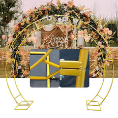 Lofaris 8.7X7.2FT Gold Metal Floral Frame Stand Wedding Arch