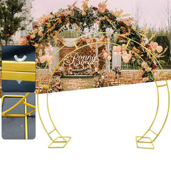 Lofaris 8.7X7.2FT Gold Metal Floral Frame Stand Wedding Arch