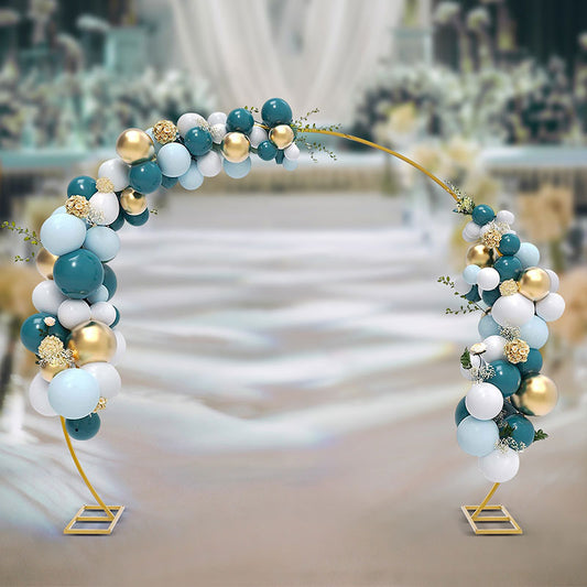 Lofaris 8.7X7.2FT Gold Metal Wedding Arch Round Backdrop