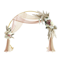 Lofaris 8.7X7.2FT Gold Metal Wedding Arch Round Backdrop