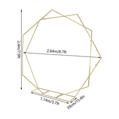 Lofaris 8.7X7.9FT Dual Geometric Shaped Gold Metal Wedding Arch