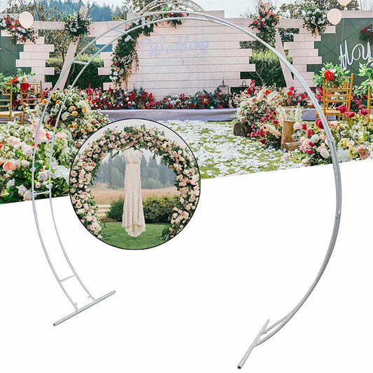 Lofaris 8.8X7.5FT White Metal Wreath Round Wedding Backdrop Arch