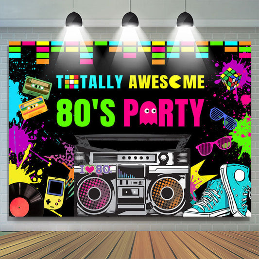 Lofaris 80s Party Graffiti Colorful Hip Hop Game Radio Backdrop