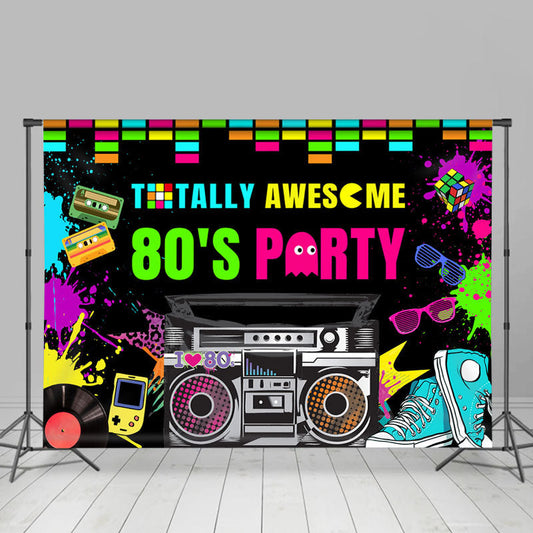 Lofaris 80s Party Graffiti Colorful Hip Hop Game Radio Backdrop