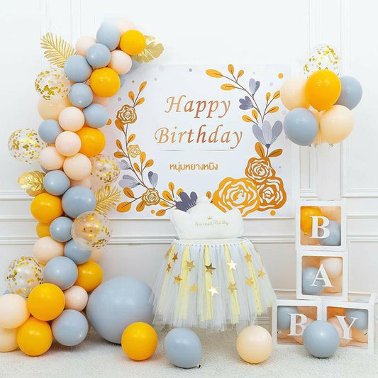 Lofaris Boho 82 Pack Leaves Balloon Arch Kit | DIY Party Decorations - Dark Blue | Yellow