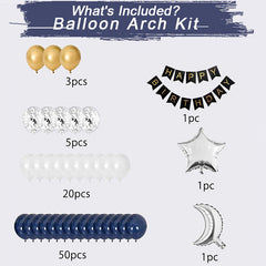 Lofaris Boho 82 Pack Leaves Balloon Arch Kit | DIY Party Decorations - Dark Blue | Yellow