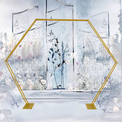 Lofaris 8X7.2FT Gold Hexagon Flower Wedding Arch Photo Backdrop