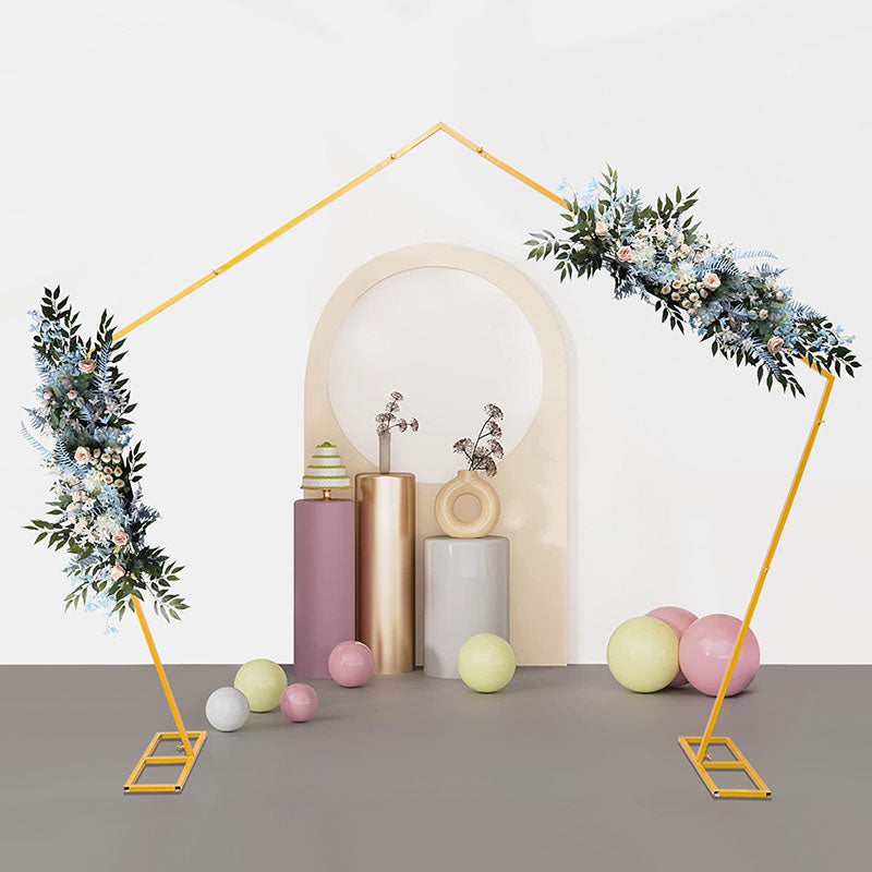 Lofaris 8X8FT Pentagon Frame Gold Metal Wedding Arch Stand