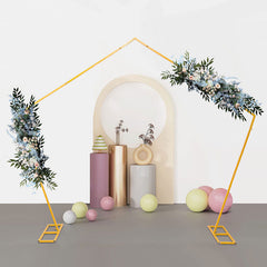 Lofaris 8X8FT Pentagon Frame Gold Metal Wedding Arch Stand