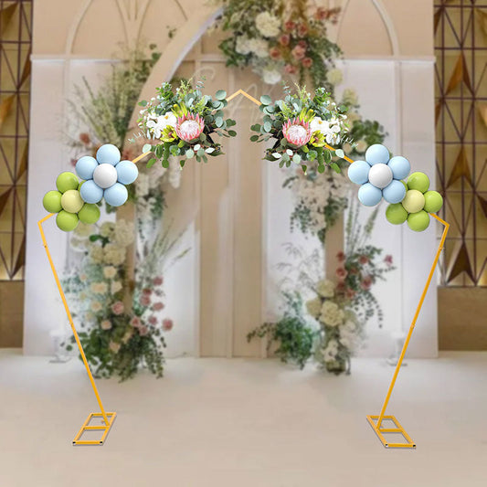 Lofaris 8X8FT Pentagon Frame Gold Metal Wedding Arch Stand