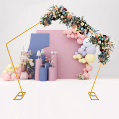 Lofaris 8X8FT Pentagon Frame Gold Metal Wedding Arch Stand