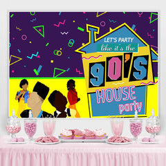 Lofaris 90’S House Party And Abstract Lines Birthday Backdrop