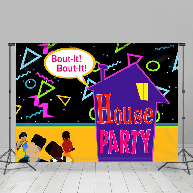 Lofaris Bounce House Theme 90s Family Party Photo Backdrop