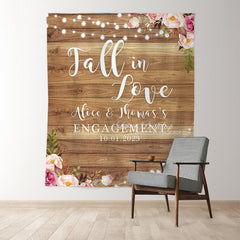 Lofaris Wooden Red Floral Fall In Love Wedding Ceremony Backdrop