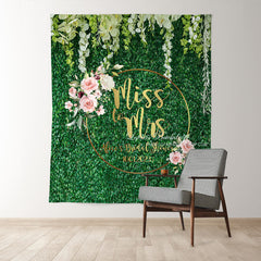 Lofaris Green Leaves With Pink Floral Bridal Shower Backdrop