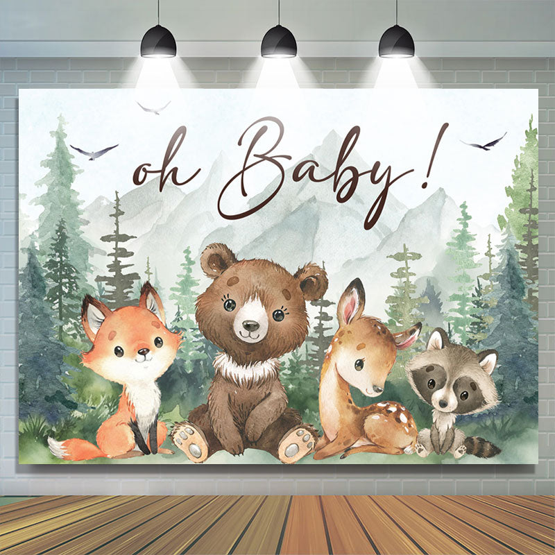 Lofaris Cute Jungle Animals Forest Oh Baby Shower Backdrop