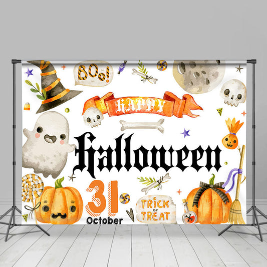Lofaris Boo Ghost Pumpkin 31 October Happy Halloween Backdrop