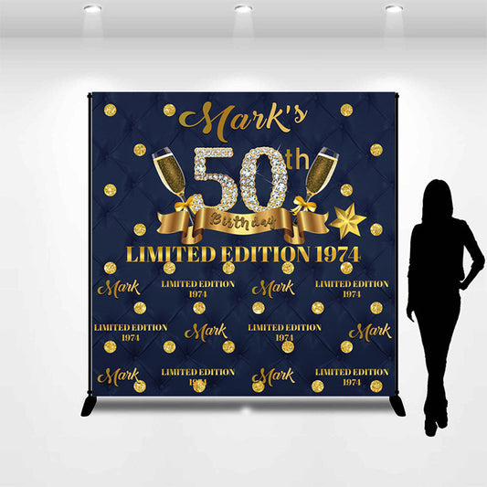 Lofaris Sparkle Black 1974 Repeat Custom 50th Birthday Backdrop
