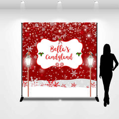 Lofaris Personalized Snowflake Red Bokeh Christmas Backdrop